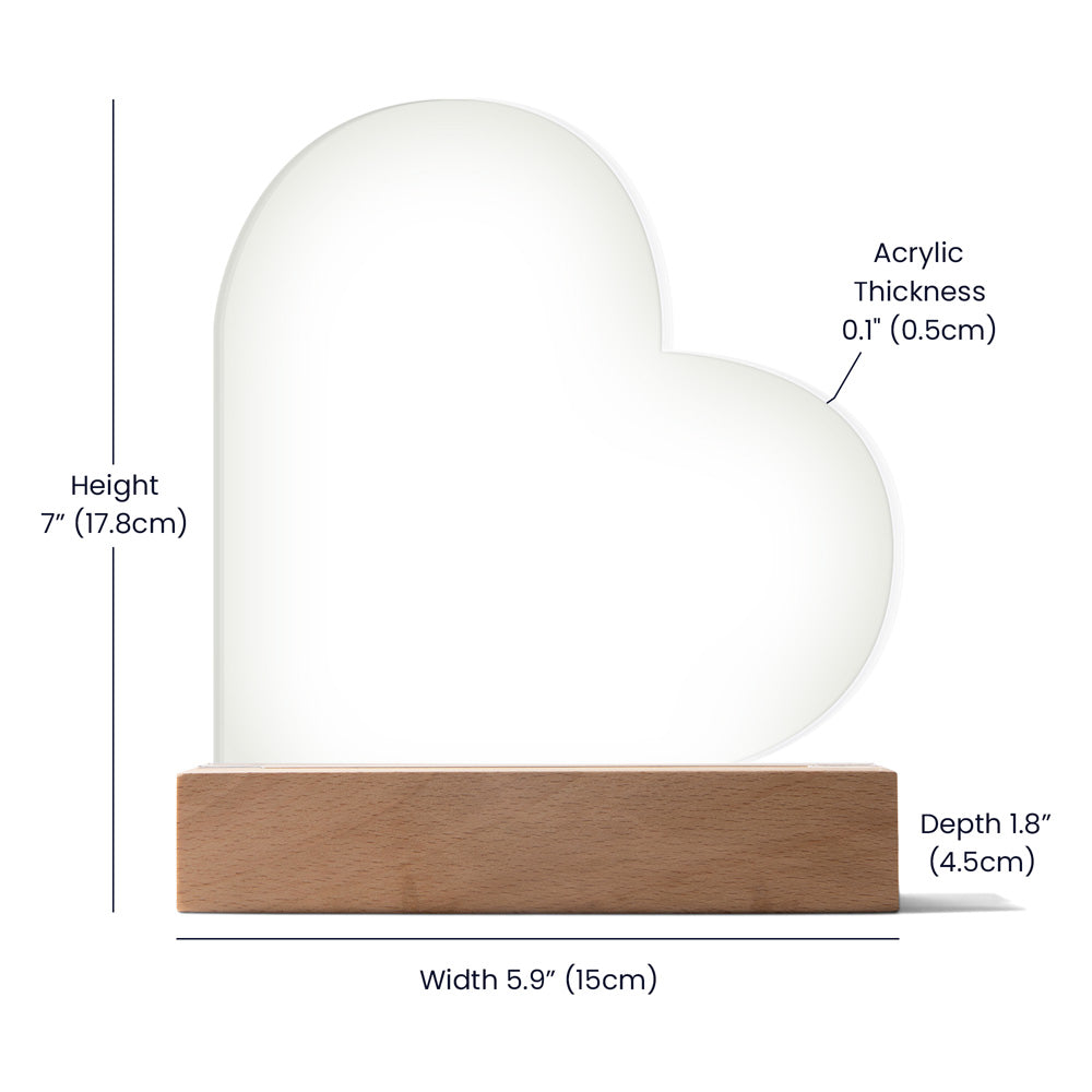 Heart Acrylic Plaque With LED Lighting انه عليم بذات الصدور