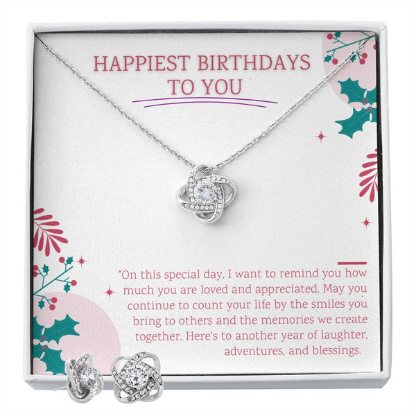 Happy birthday card with earring and necklace set