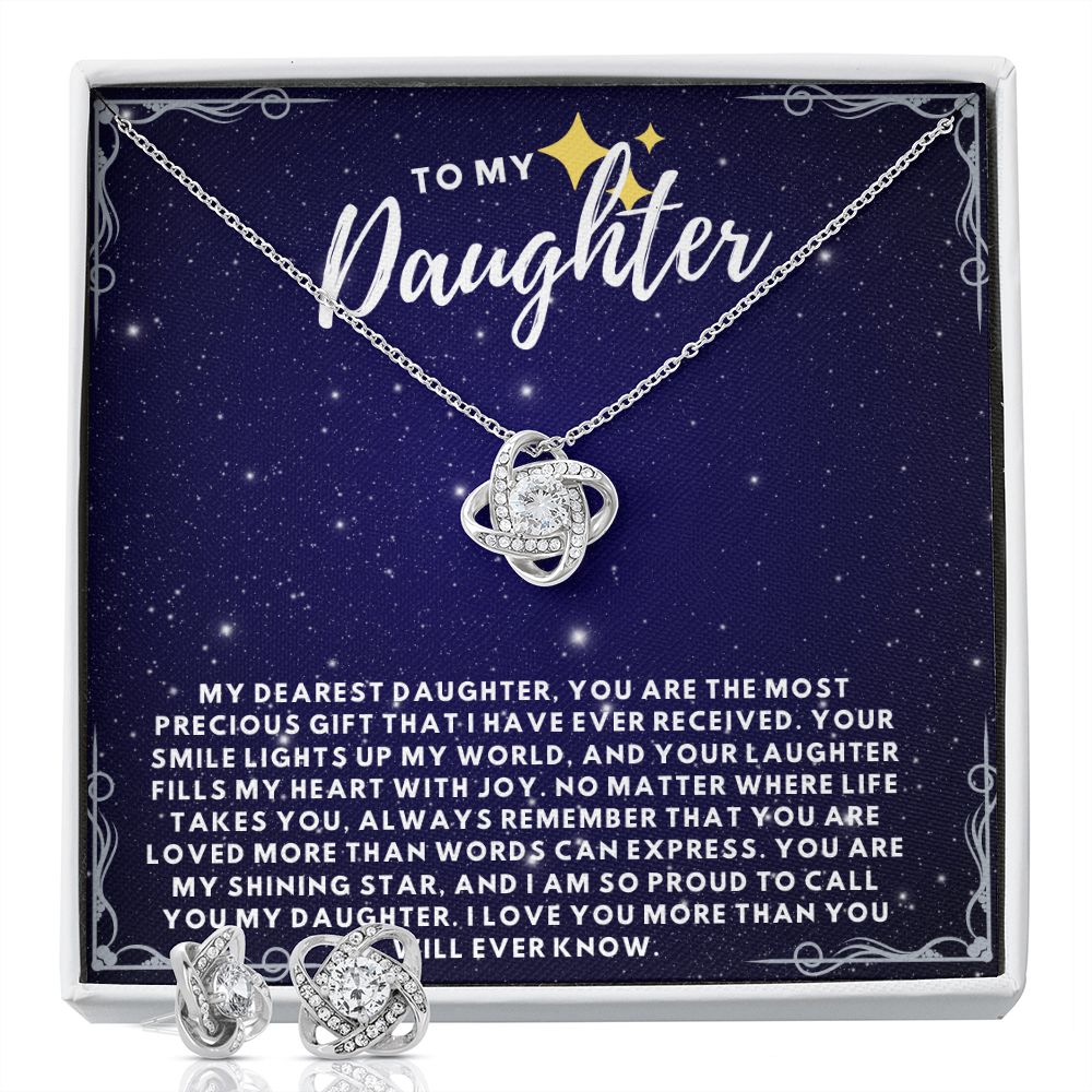 Love knot necklace set to daughter