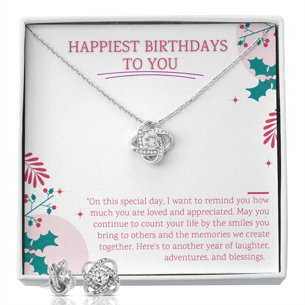 Happy birthday card with earring and necklace set