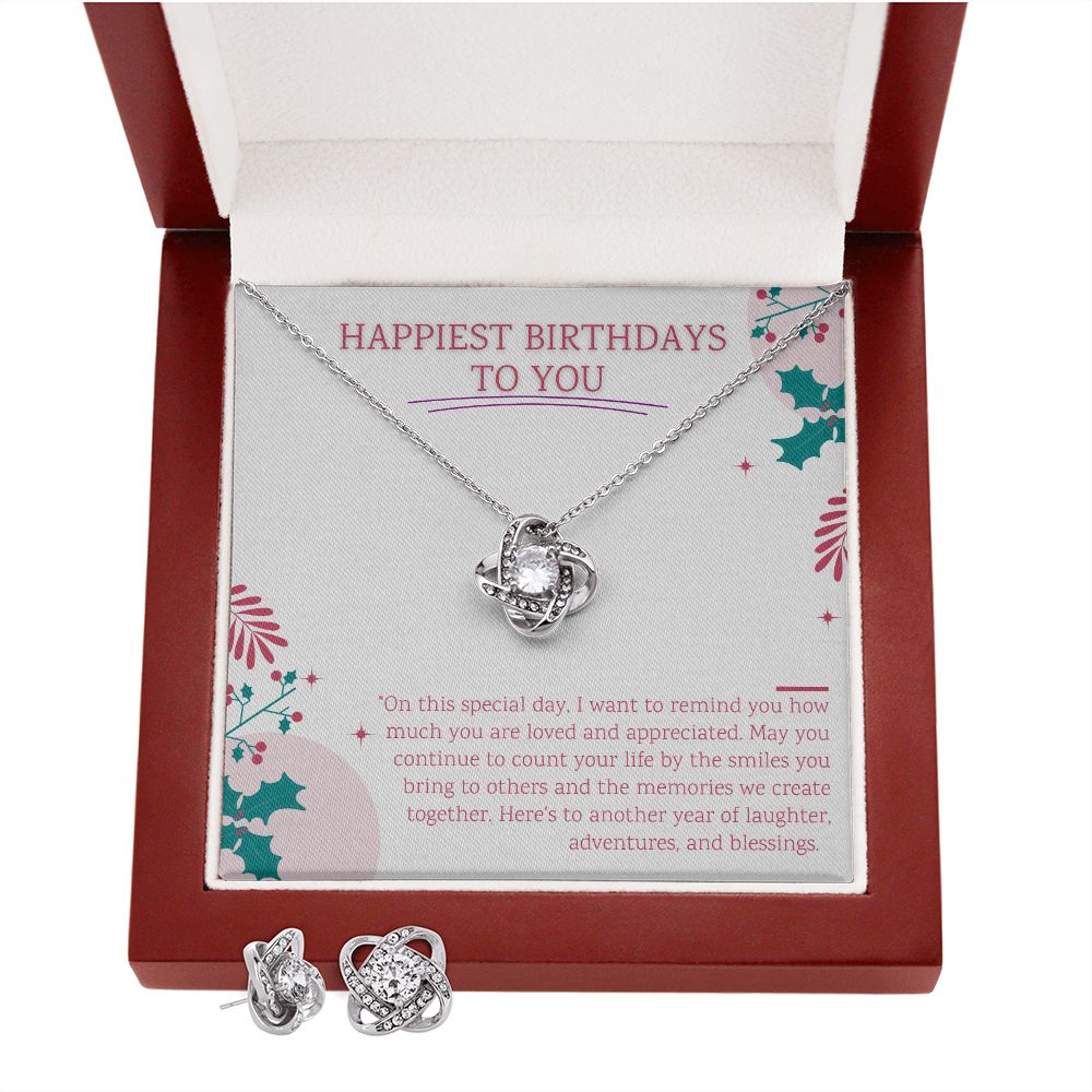 Happy birthday card with earring and necklace set