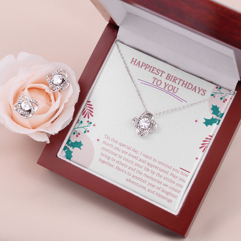 Happy birthday card with earring and necklace set