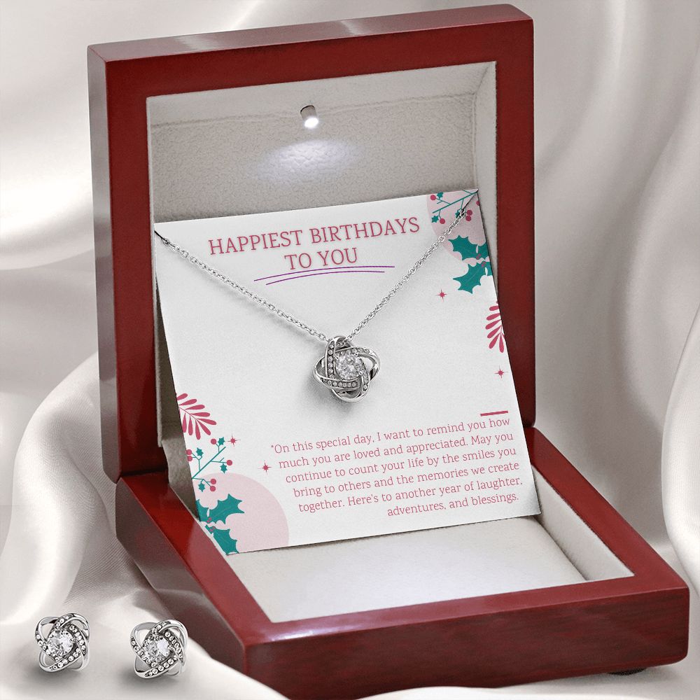 Happy birthday card with earring and necklace set
