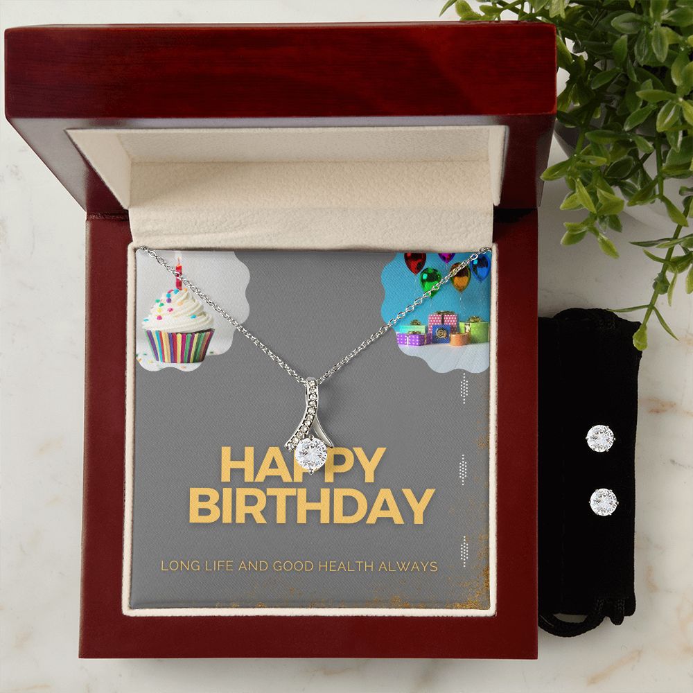 Happy birthday to you card with necklace set