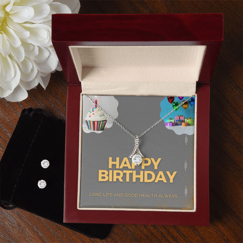 Happy birthday to you card with necklace set
