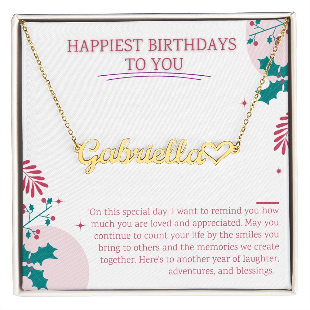 Happy birthday card with Name necklace