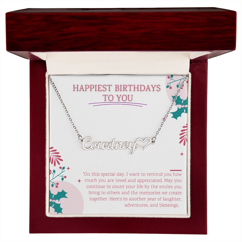 Happy birthday card with Name necklace