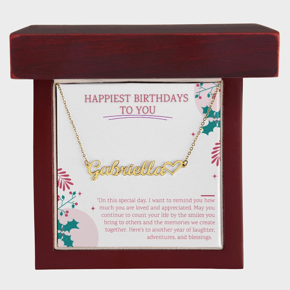 Happy birthday card with Name necklace