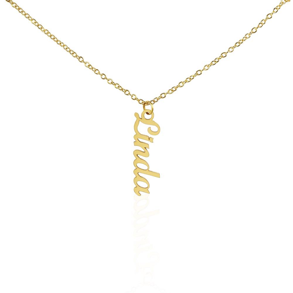 Vertical name necklace without message card