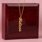 Vertical name necklace without message card