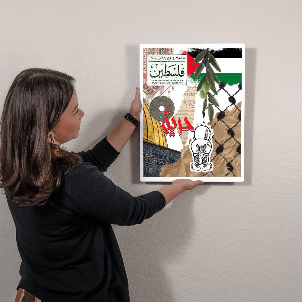 High Gloss Metal Art - Palestinian Collage  Portrait 8x10 &  16x20 inch