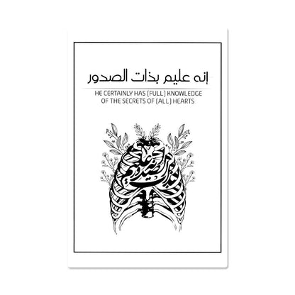 High Gloss Metal Art Print Wall Art (Sizes 12x18", 20x30" & 24x36") انه عليم بذات الصدور